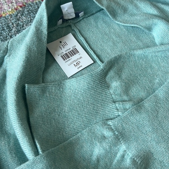 J. Jill Sweater Women's Petite Medium Faux Wrap Long Sleeve Blue NWT - Picture 2 of 4